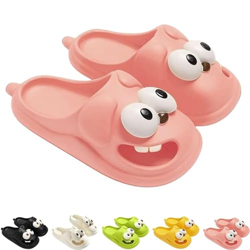 XKrmp Big Eye Dog Slipper, Tongue Kiss Slippers, Funny Slides, Cute Funny 3D Big Eye Dog Fun Cartoon Package Head Eva Slippers (5.5-6,Pink)