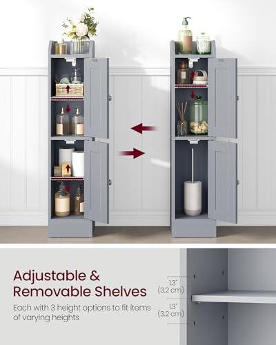Image of VASAGLE Small Storage Corner Floor Cabinet, 2 Doors, Dove Gray