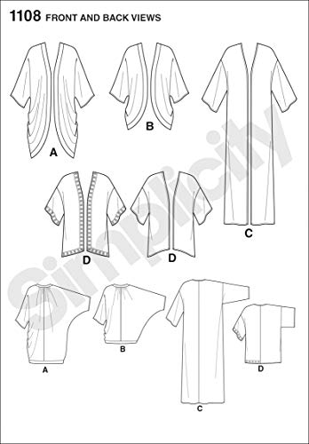 Simplicity Us1108A Misses' Kimono And Cardigan Sewing Pattern Kit, Code 1108, Sizes Xxs-Xxl #TOP15