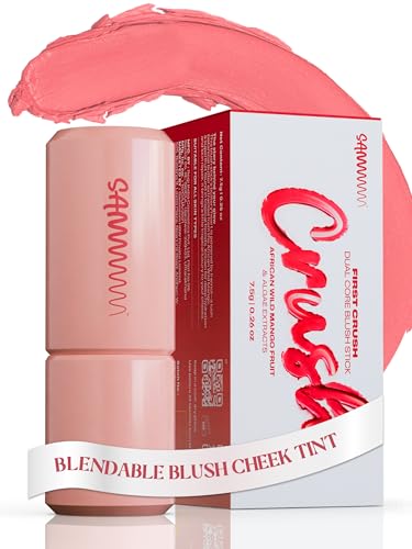 Sammmm FIRST CRUSH Dual Core Blush Stick Sorbet (Peach Pink,7.5g) | Cute Creamy Blusher for Cheeks, Eyes, Lips for Dewy Finish | Blendable & Lightweight Stick Blush For Face Makeup | For Young Skin