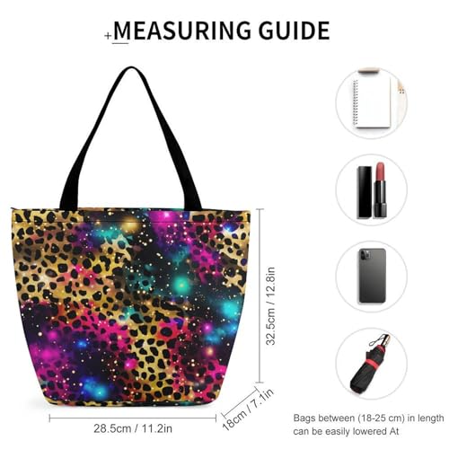 Gold Black Glitter Leopard Print Tote Bag for Women Reusable Shopping Bag Beach Bag for Shopping Gym Travel2