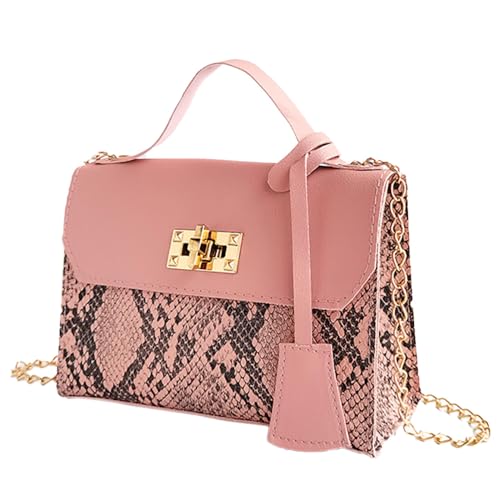 Malissima, Bolsa Pequena Quadrada Feminina com Estampa de Cobra Cor:Rosa