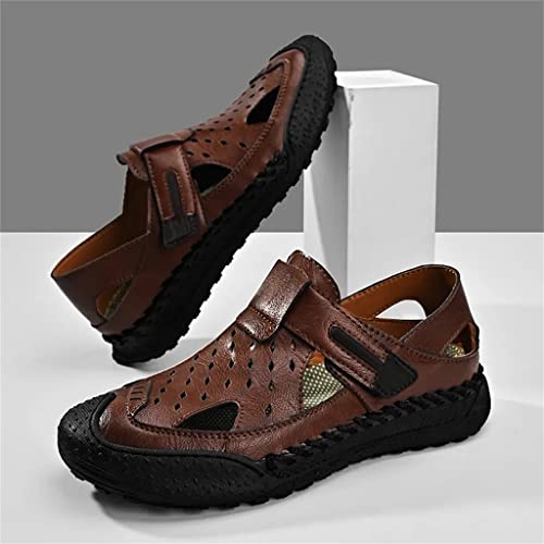Men Casual Beach Outdoor Leather Climbing Beach Shoes Outdoor Sneakers Breathable Slip-on Fishing Sandals2