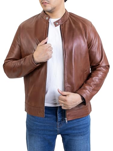 Image of Jild Classical Single Piece Lambskin Leather Jacket Men - Everyday Wear Snap Tab Collar Men's Motorcycle Leather Jacket