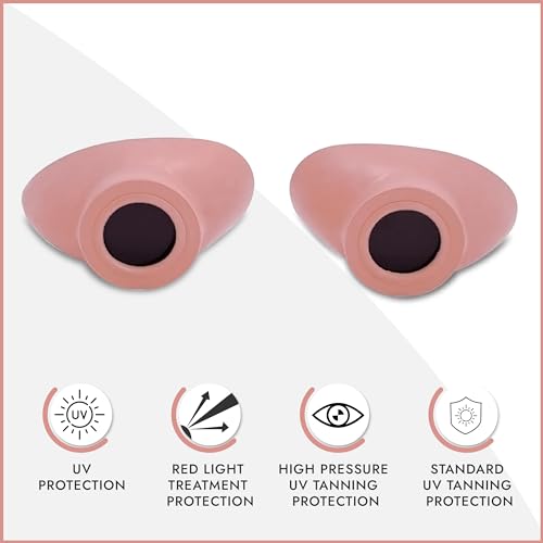 Image of Super Sunnies Strapless Eyeshields, FDA Compliant UV Protection, Individual Tanning Goggles (Peach)