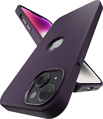 Image of Vaku Luxos Lexza for iPhone 14 Plus Cover Case, Premium Leather, Military-Grade Metal Ring Camera Protection, Slim, Thin Compatible with iPhone 14 Plus Back Cover (Purple)