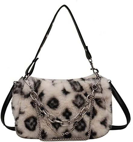 2022 New Leopard Print Plush Shoulder Cross-body Bag Fashion Chain One-shoulder Armpit Tote Y2K Purse Hobo Bag