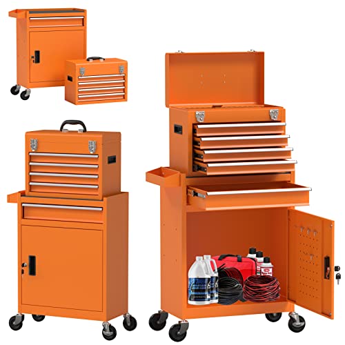 5-Drawer Rolling Tool Chest, Removable Tool Box With 4 Universal Wheels, Lockable Tool Large Storage Cabinet, Robust And Durable Tool Boxes For Garage And Repair Shop #TOP22