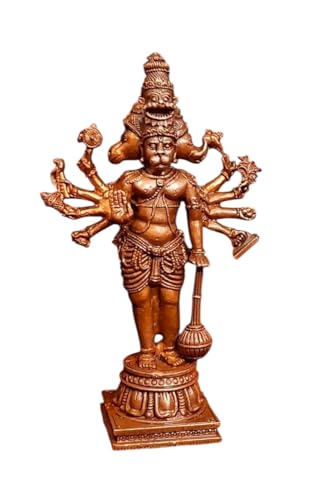 Image of Copper God Idols Panchamuka Hanuman,4.5 inches, 260 Grams, Patina Antique Finish, Pack of 1 Piece