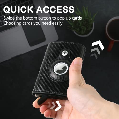 Ggxxgg Mens Wallet With Airtag Holder: Carbon Fiber Bifold Rfid Blocking Credit Card Wallet, For Airtag Or Standard Use, Minimalist Wallet With Money Clip (Black) #TOP2