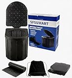 SFSUMART Camping Toilet, Universal Foldable Portable Toilet for Adult Kids, Emergency Potty with 12pc Toilet Bags for Outdoors, Car Travel, Hiking, Boating, Trip (Black, Cover)