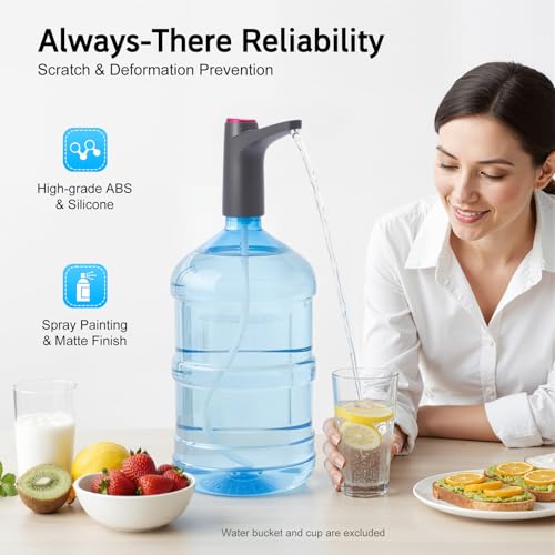 Wasserflaschen Pumpe, Elektrischer Wasserspender,USB-Lade Automatische Trinkwasserpumpe, 5 Gallonen Wasserflaschen Pumpe,mit 2 frei zu schneidenden Schläuchen, für Home Camping Office Küchen Schule