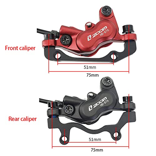 Deying Zoom 4-Piston Mtb Hydraulic Disc Brake Set/W 160Mm Floating Disc Rotors Outer Routing (Red 1) #TOP2