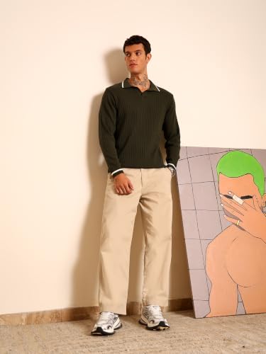 Image of Kvetoo Full Sleeve Winter Wear Woolen Collar Polo Sweater for Men
