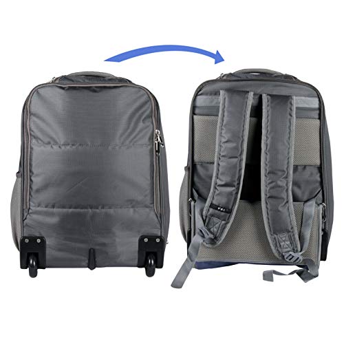 Image of Trolley Backpack with Wheels | Laptop Backpack for Men | Rolling Bag for Travel | Polyester Carry -On for Travel, Office, Camping, Offical Trips | Water Resistant(40L, Grey)
