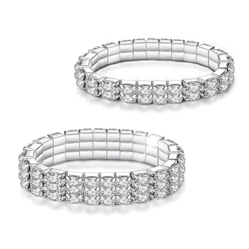 【Materiale di Prima Qualità】 Realizzato in ottone delicato sulla pelle e placcato in argento, non arrugginisce e può essere indossato a lungo. Strass lucido intarsiato, placcato lucido per garantire un colore duraturo e una finitura brillante. Con colori eleganti e scintillanti disegni di strass di cristallo, brilleranno alla luce o alla luce del sole, il che ti renderà più attraente per la folla.