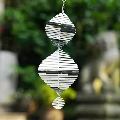 Sculptures de Moulin à Vent en Spirale cinétique, Pendentif Attrape-Vent 3D visuel Dynamique – vue 3