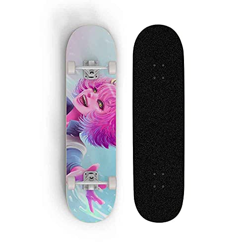 Kssmice My Hero Academia Ashido Mina Minea Skateboard, monopatn de Cuatro Ruedas Skateboard, Tilt Skateboard Principiante Maple Double, Patineta Profesional, Monopatn Completo de 31 Pulgadas
