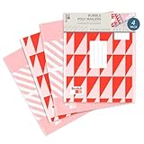 Scotch Poly Bubble Mailers, Assorted Red Designs, Size 2 Small, 8.5 in x 11 in, 4 Mailers