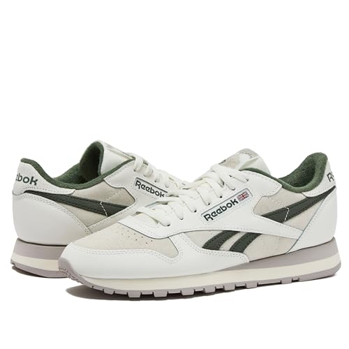 Reebok Unisex Classic Leather Chalk/Chalk/Breakaway Green Mens 10.5 Women 12 M