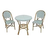  AXI Jacqueline Table et Chaise Bistro, Vert/Blanc, Ensemble Bistro Extérieur  Table de Jardin avec 2 Chaises en Rotin, Design Vintage