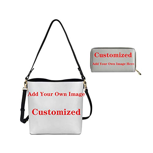 Image of HUGS IDEA Leather Purses and Handbag for Women Bucket Bag with Wrist Wallet 2 Packs