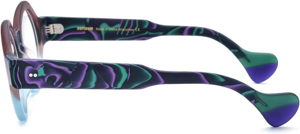 HEPIDEM Multicolor Acetate Glasses Frame Women Oversize Vintage Round Eyeglasses Optical Spectacles 9271 - Image 4