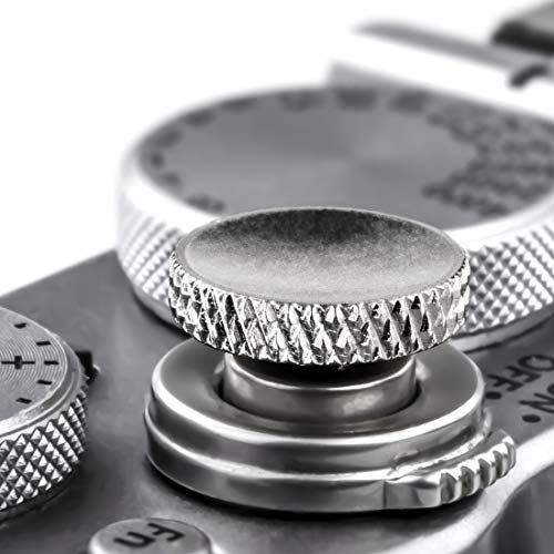 Qiang Niカメラシャッターボタン:X100V、XT5、XT4アクセサリー用ブラックソフトシャッターリリースボタン - 2パック富士シャッターボタン (シルバー)