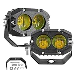 UNI-SHINE LED作業灯12V イェロー 60W 3000K 16000LM 12V/24V汎用 LED作業灯 2個入り 車用 LEDフォグランプ IP68防水LEDワークライト バイク LED補助灯 トラック/自動車/バイク汎用フォグランプ 農業機械