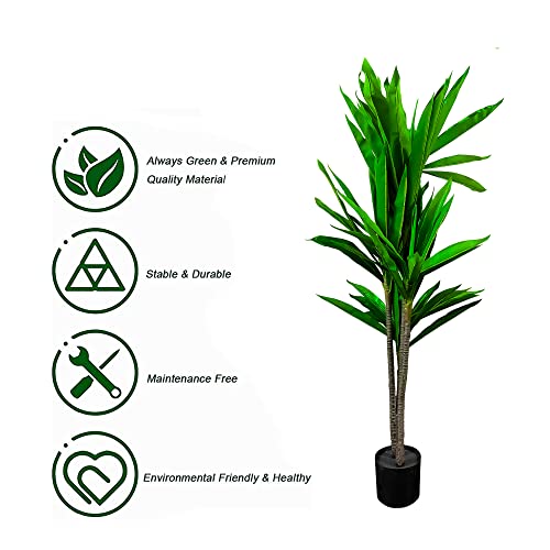 Image of Kayra Decor 4.5 Feet Silk Corn Plant - Tall Artificial Plant for Home Decor with Pot (Black)