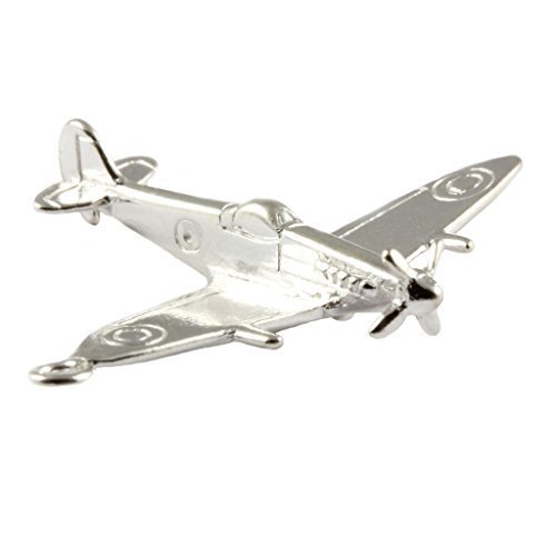 Plata De Ley RAF Spitfire Luchador Avión encanto 3D