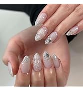 ORZOLATENT Snowflake Winter Theme Stiletto Press-On Nails Kit, 24 Pieces with Jelly Glue, Stick, ...