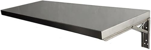 QQXX Mesa plegable de acero inoxidable montada en la pared mesa de hojas verticales con soporte de metal estación de trabajo de computadora que