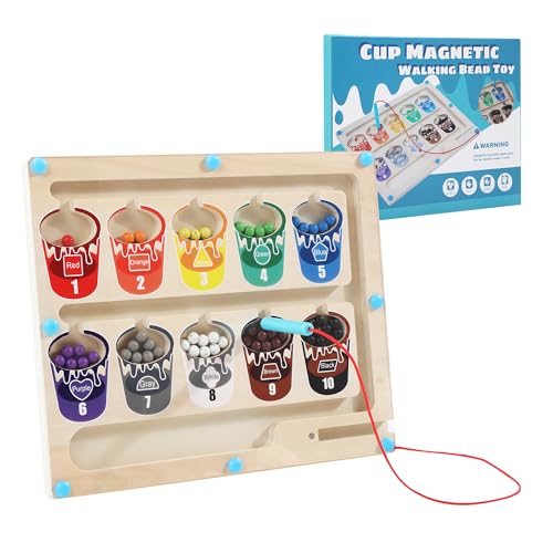 Labirinto Magnetico Montessori Legno - Gioco Educativo 3-6 Anni - Numeri E Colori - 30x30 Cm