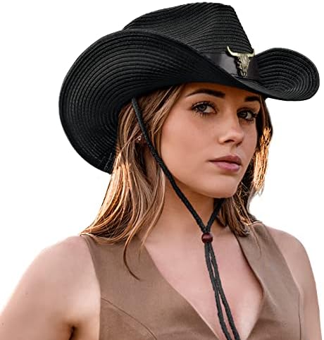 EW East Water Straw Cowboy Hats for Men Women Cowgirl Hat Cowboy Western Hats for Women Men with Woven Straw Cowgirl Hats