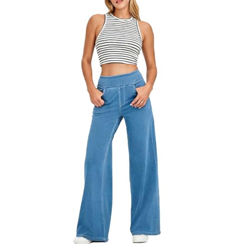 Jean large pour femme stretch à enfiler avec poches