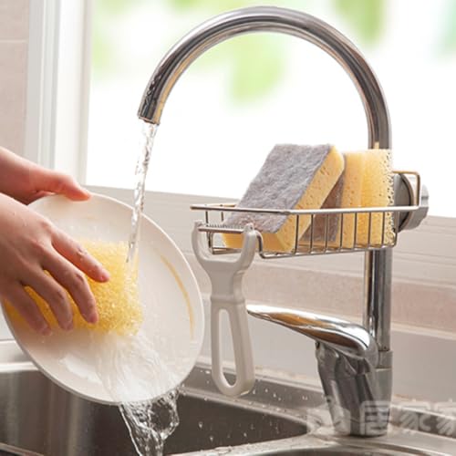 Suporte Pia Cozinha Organizador Com Fixação Na Torneira Ajustável Aço Inoxidável Armazenamento Deter