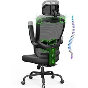 Ergonomic Office Chair Big and Tall – 350LBS Capacity, 6’5″ Tall Max, Computer Desk Chairs Over 10 Hours Comfortable, with Adjustable Mesh High Back, Lumbar Support, 3D Headrest, Flip-up Arms