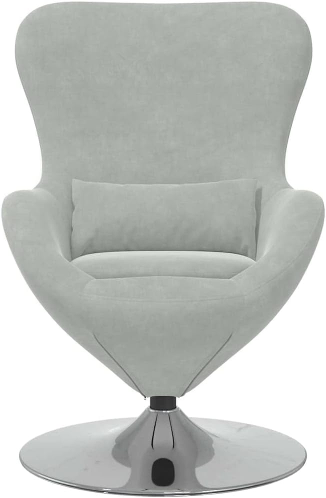 vidaXL Egg Chair Light Gray 63 x 73 x 90 cm Velvet, Chic Lounge Chair, Cozy Velvet Seating, Egg-Shape Swivel Perfect for Relaxing at Home