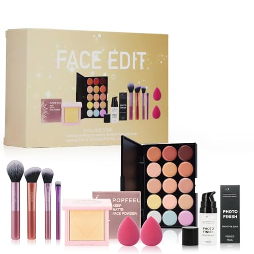 LBOYLOVE All-in-one Makeup Gift Sets | Full Make up Kit for Women Girls Xmas Essential Bundle Include Eyeshadow Palette Lipstick Blush Concealer Face Powder Eyeliner Lipgloss Mascara Eyebrow Pencil