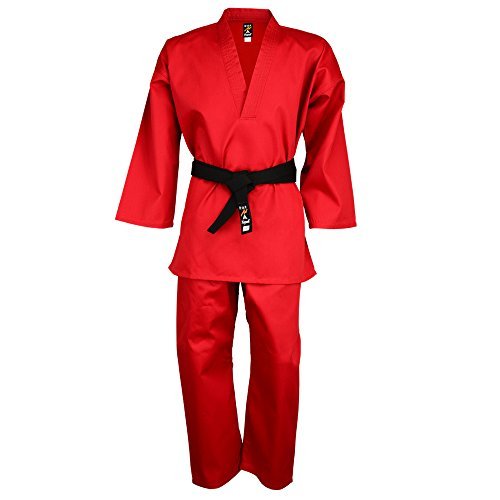 Uniforme Karaté Rouge Enfants Col V Playwell Facile à Enfiler 90cm