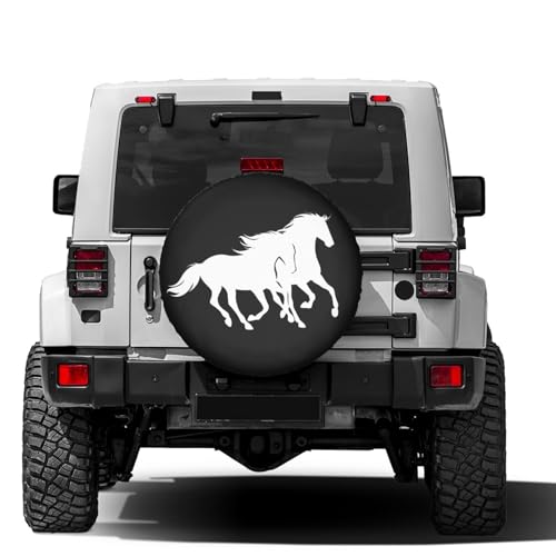 Image of Horses Spare Tire Cover Dust-Proof Wheel Tire Cover Fit Trailer, RV, SUV and Many Vehicle 14 Inch