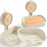 Seifenschale mit Ablauf, 2 Stück - Doppelstöckiger Seifenhalter mit Saugnapf, Wandmontage &...