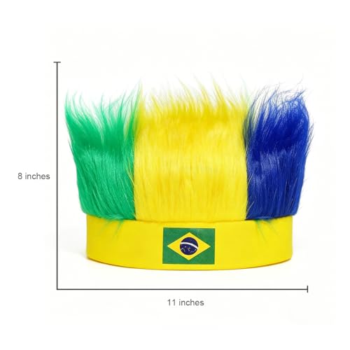 Image of Rose bud Brazil World Cup Soccer Wig Hair Headband Yellow Green Blue Headband Wig for Women Men Sports Football Halloween Costume Cosplay and Party