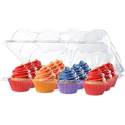 Plastic Cupcake Containers Boxes | 12 Compartment – 8 Pack Cover