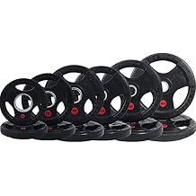 Fitvids Olympic Cast Iron Plate for Strength Training and Weightlifting, Pairs, Sets or Set with Barbell, Multiple Sizes