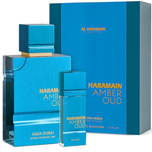 Al Haramain Amber Oud Eau de Parfum – Aqua Dubai – Oud Cologne with Atomizer – Men's Perfume for Men: Bergamot, Green Notes, Mandarin, Melon, Pineapple, Amber, Vanilla, Musk, Mens Fragrances (2.5 oz)