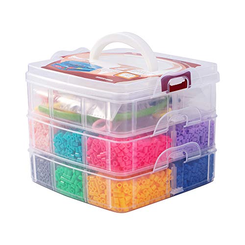 PandaHall Lote de 5000 Abalorios 12 Colores aleatorios Melty Beads Repuestos con Accesorios para niños incluidos Accesorios de Banda del Pelo Pinzas de Pelo de cocodrilo Anillo de plastico hama Beads