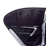 PONY DANCE Car Sun Shade - Side Window Adjustable Universal Fit Car Window Screen Easy to Stall Protect Kids from Sun lights and Harmful UV Rays Mesh Breathable Fabric, Black, 2 Pieces