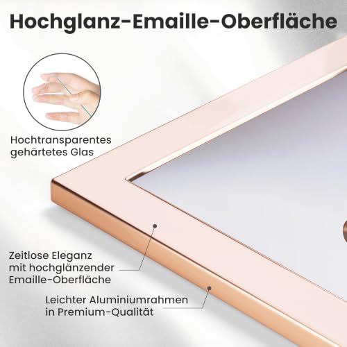 Fun Memories Bilderrahmen, 10,2 x 15,2 cm, rosa Emaille-Glas, mit goldfarbenem Metallrand und Staffelei für die Präsentation von… – Ansicht 2